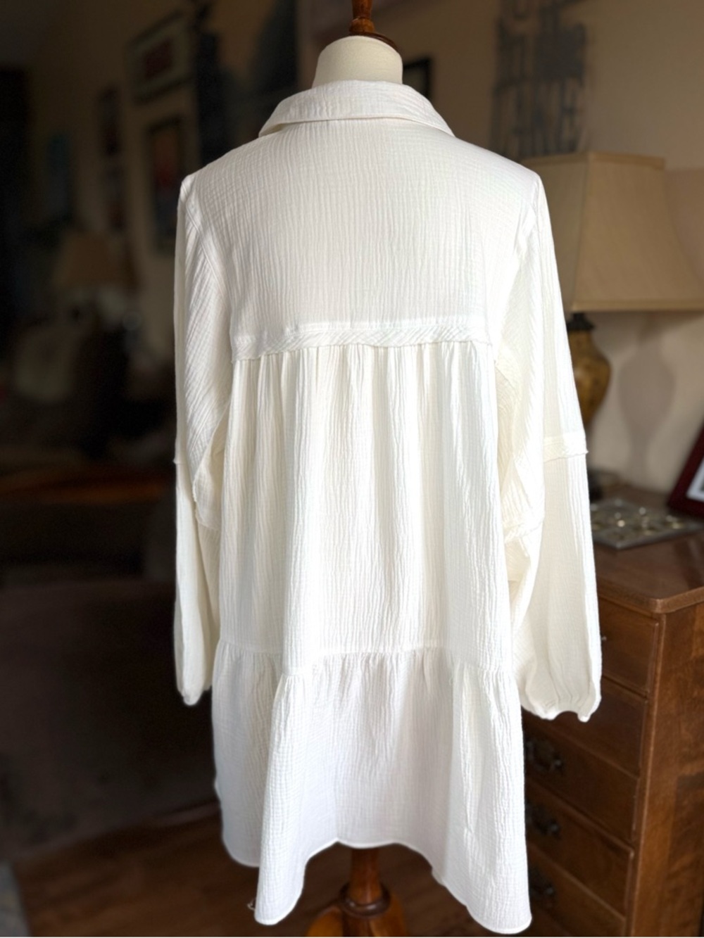 NWT CES FEMME JOHNNY
COLLAR BALLOON SLEEVE MINI
DRESS COTTON - Picture 3 of 4